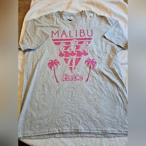 Barbie Malibu Tee - Gray with Pink Design